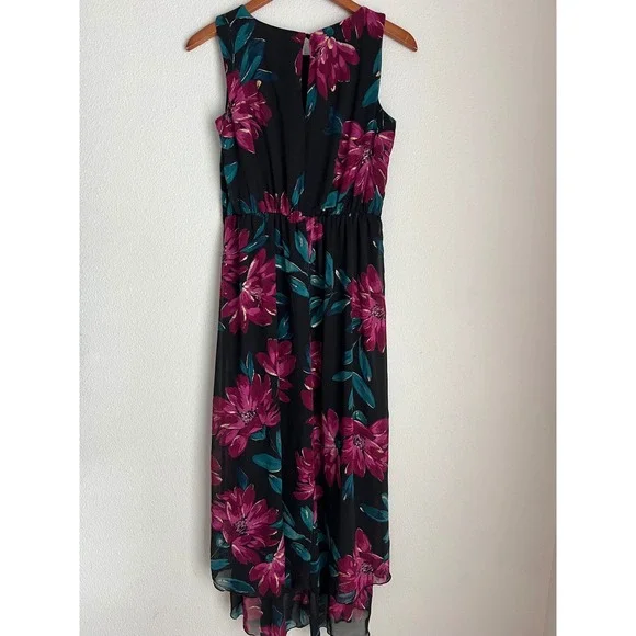 Alexa B Nites Floral Maxi Dress Black Purple Teal Sleeveless Party - Picture 5 of 5